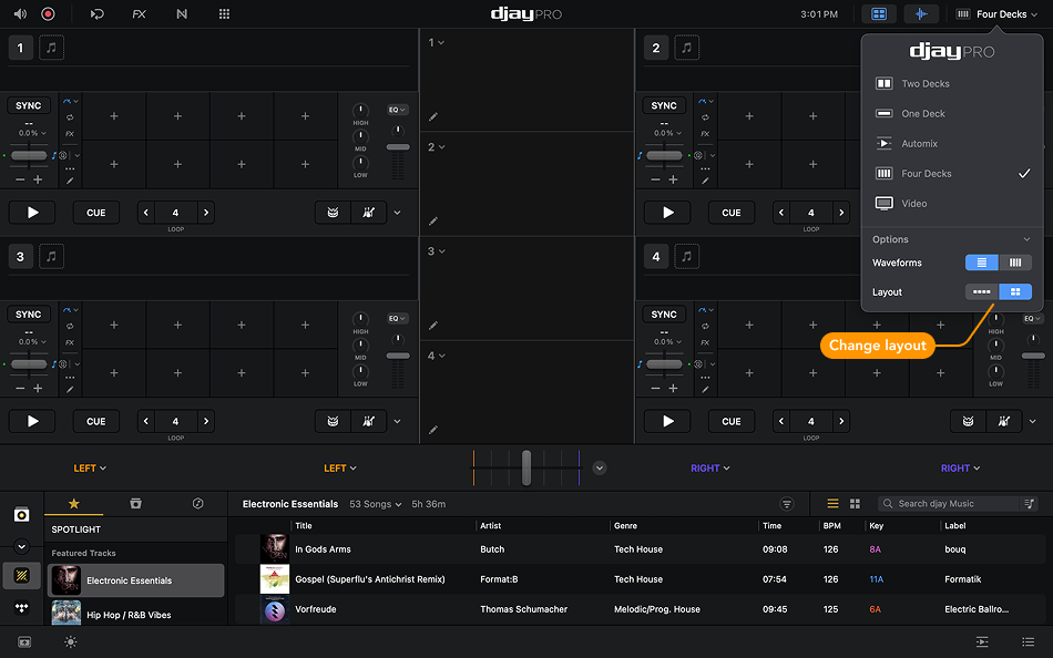 C4-deck view change layout