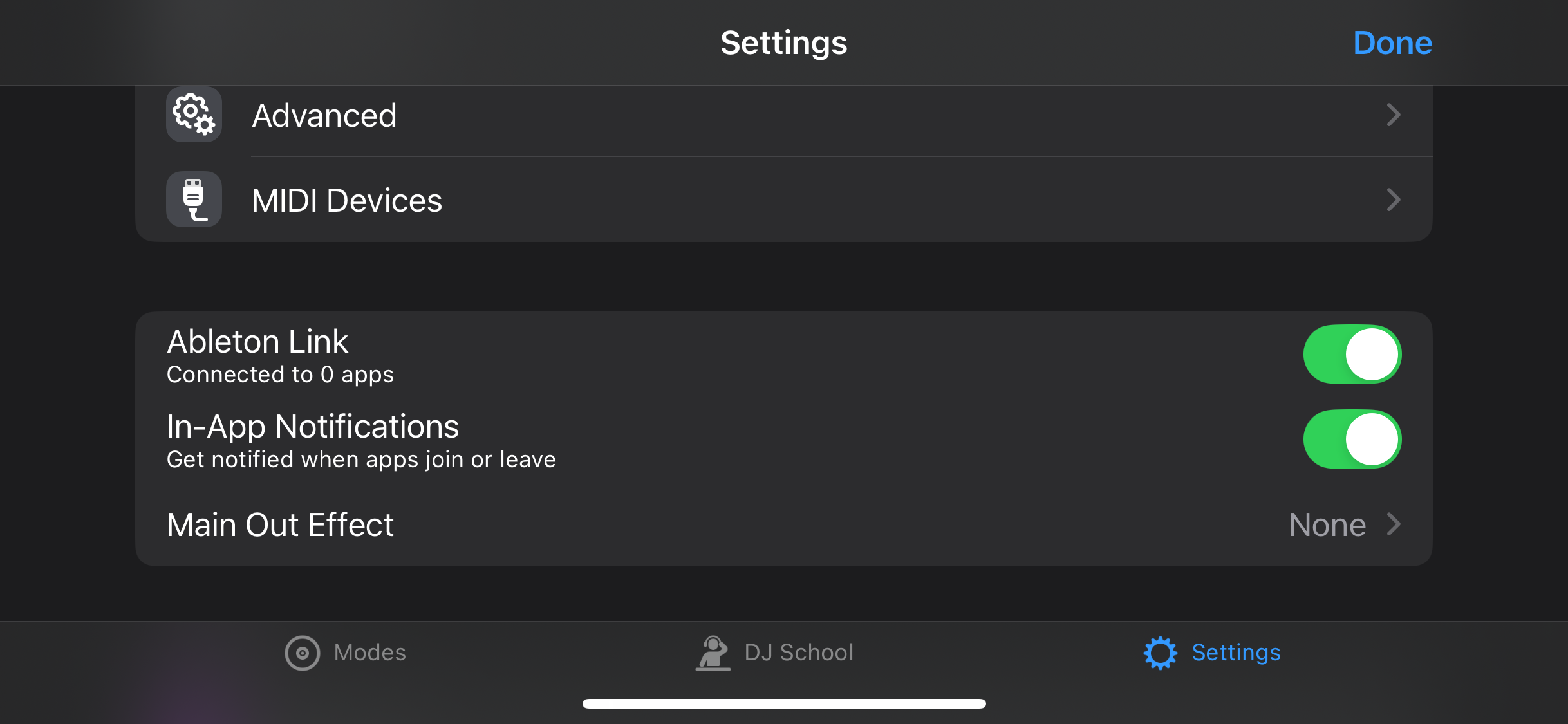 Ableton Link settings