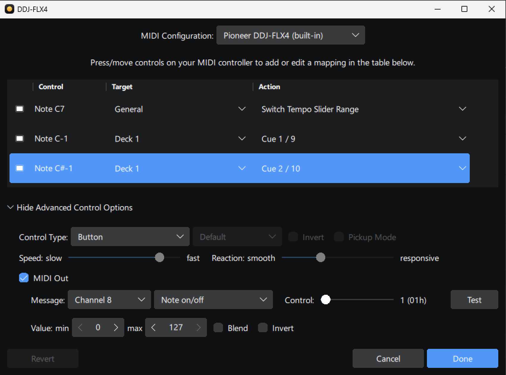Advanced control options