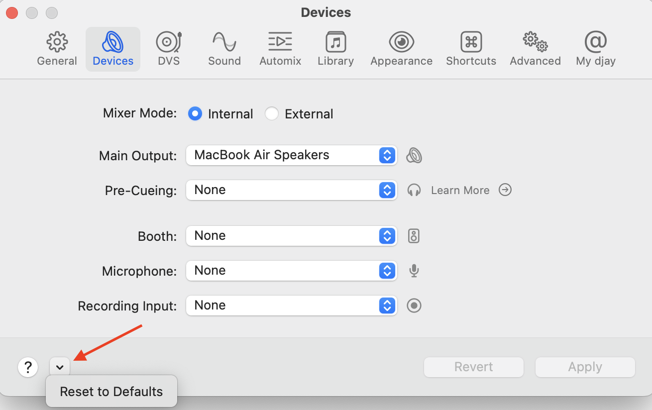 Restore default audio settings on macOS