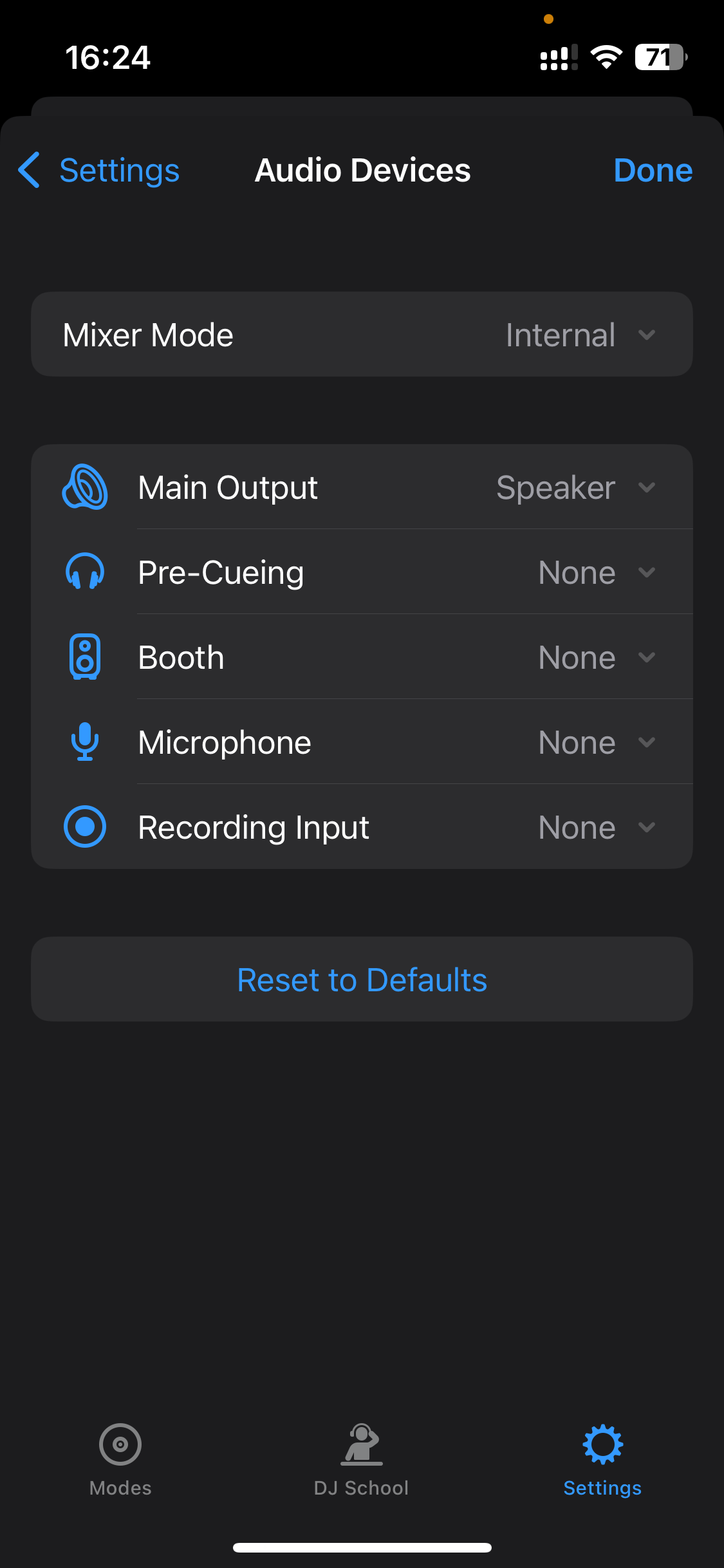 Audio Devices settings