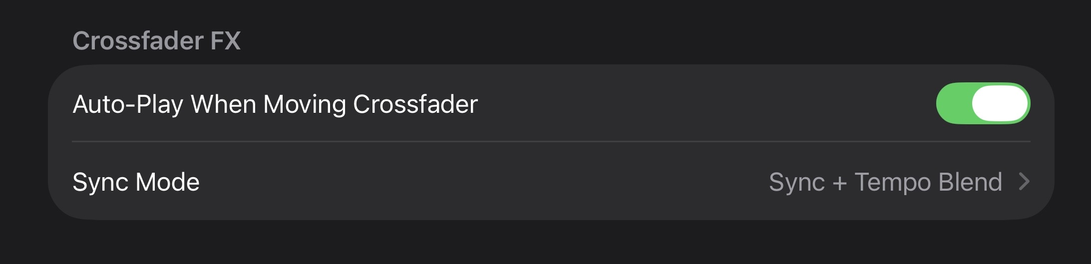 Crossfader FX settings