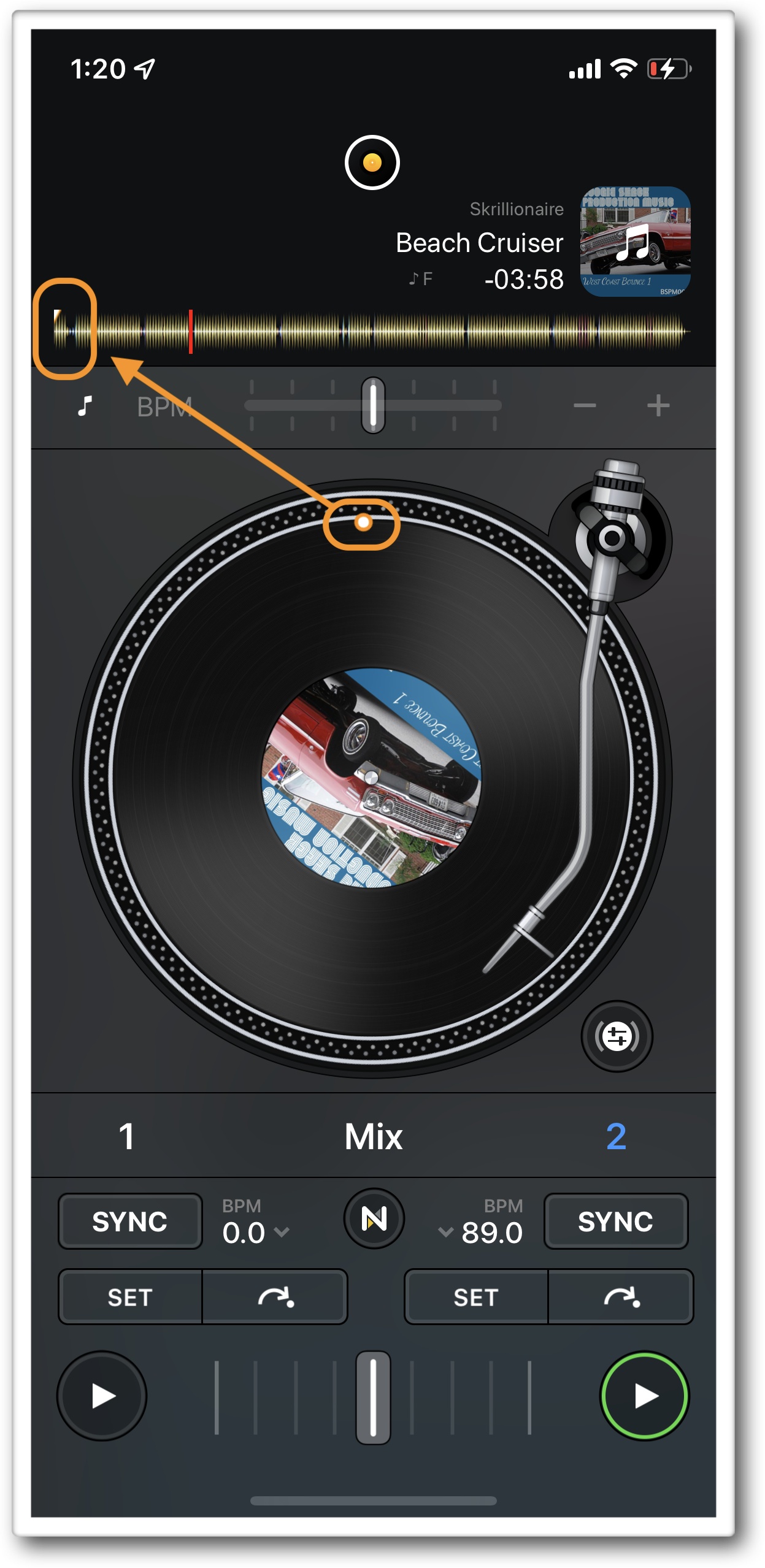 Cue point synced via iCloud on iOS