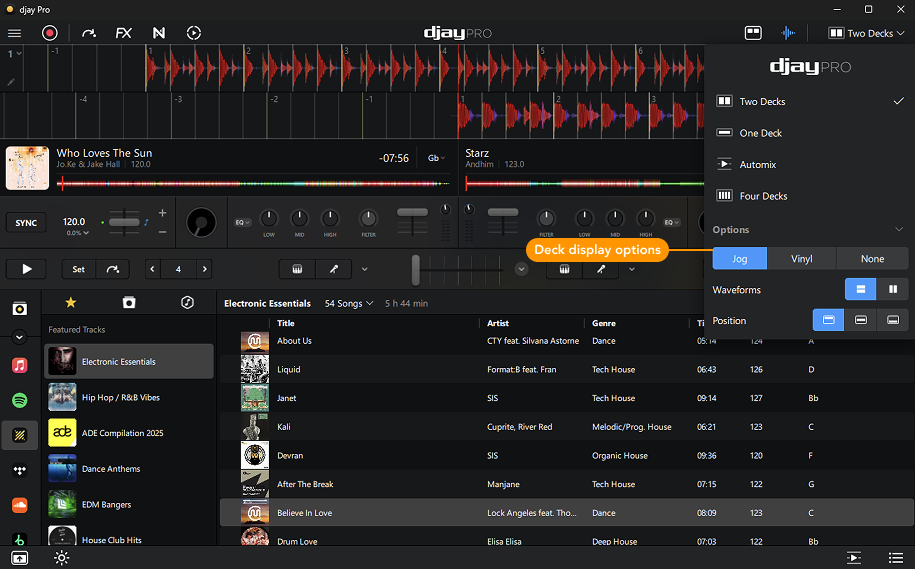 Deck display options