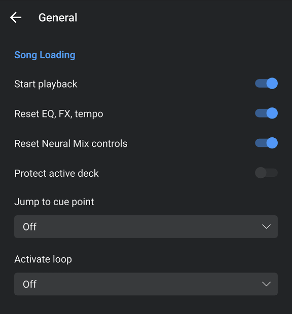 General settings
