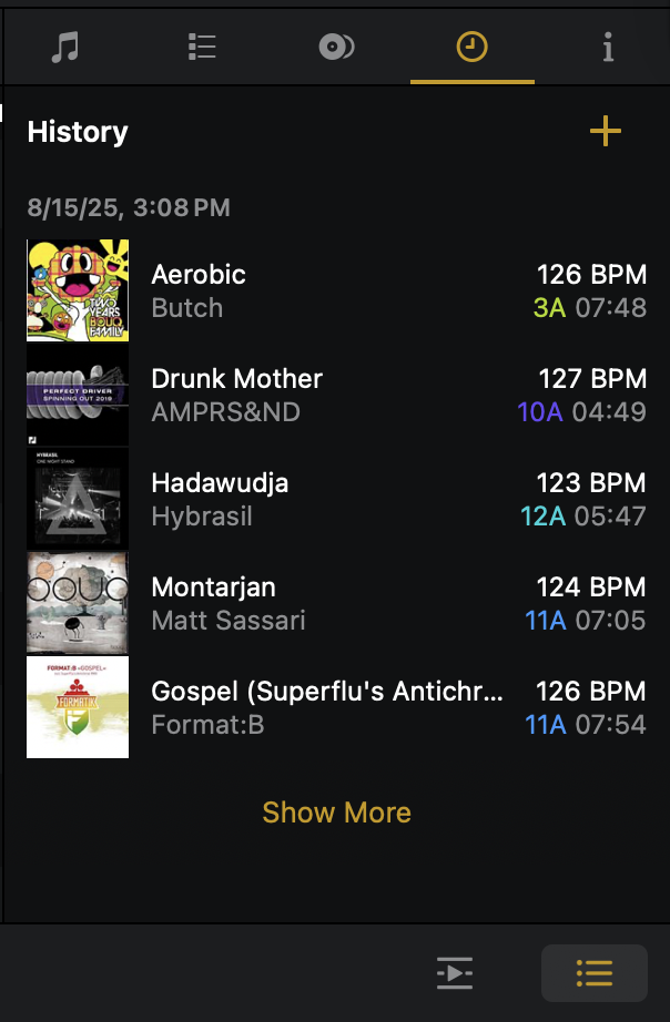 History tab side panel