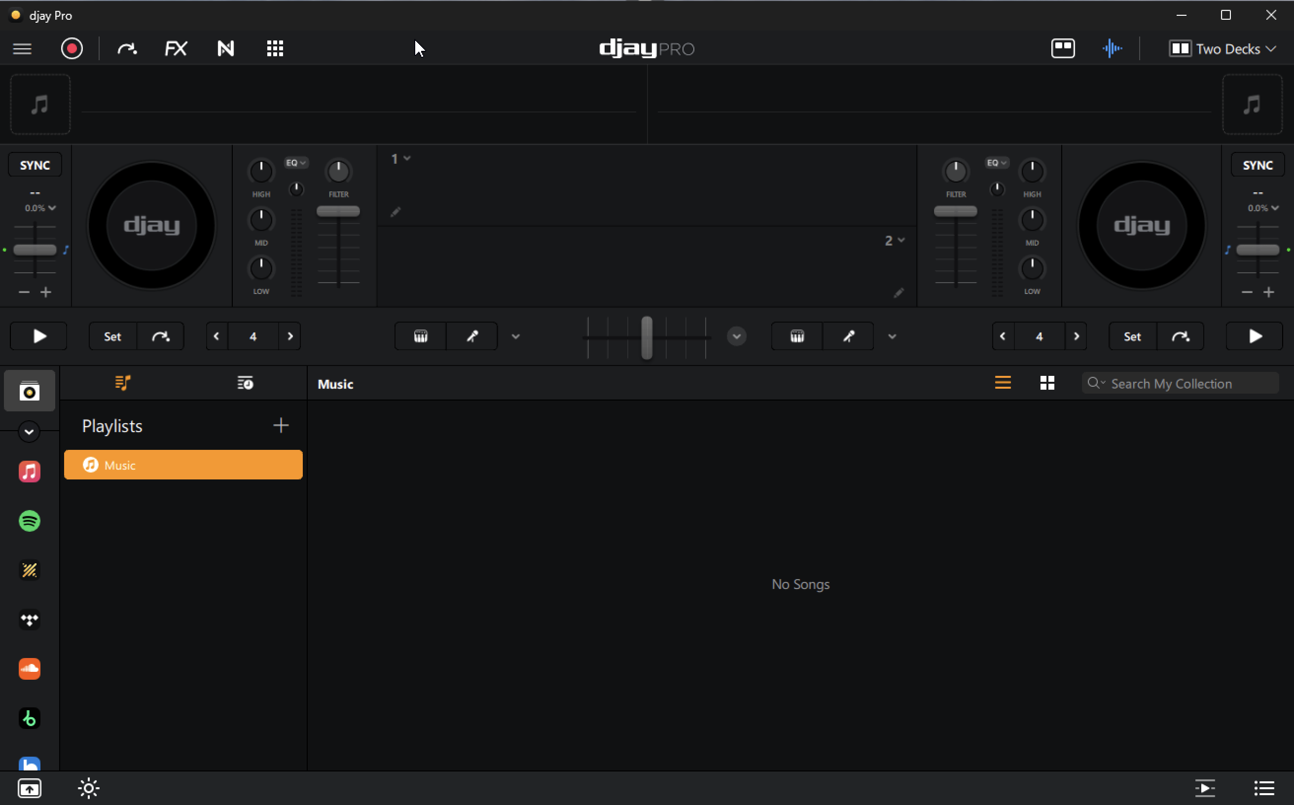 djay user interface when launching