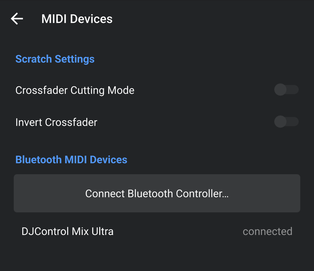 Midi settings