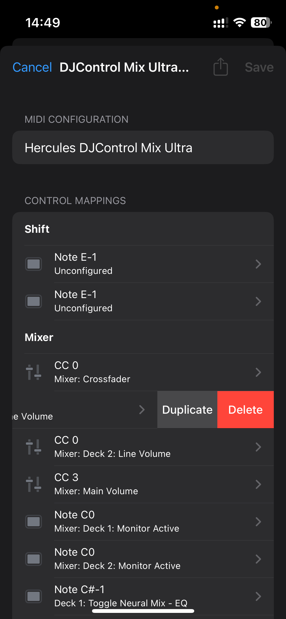 Mapping multiple actions