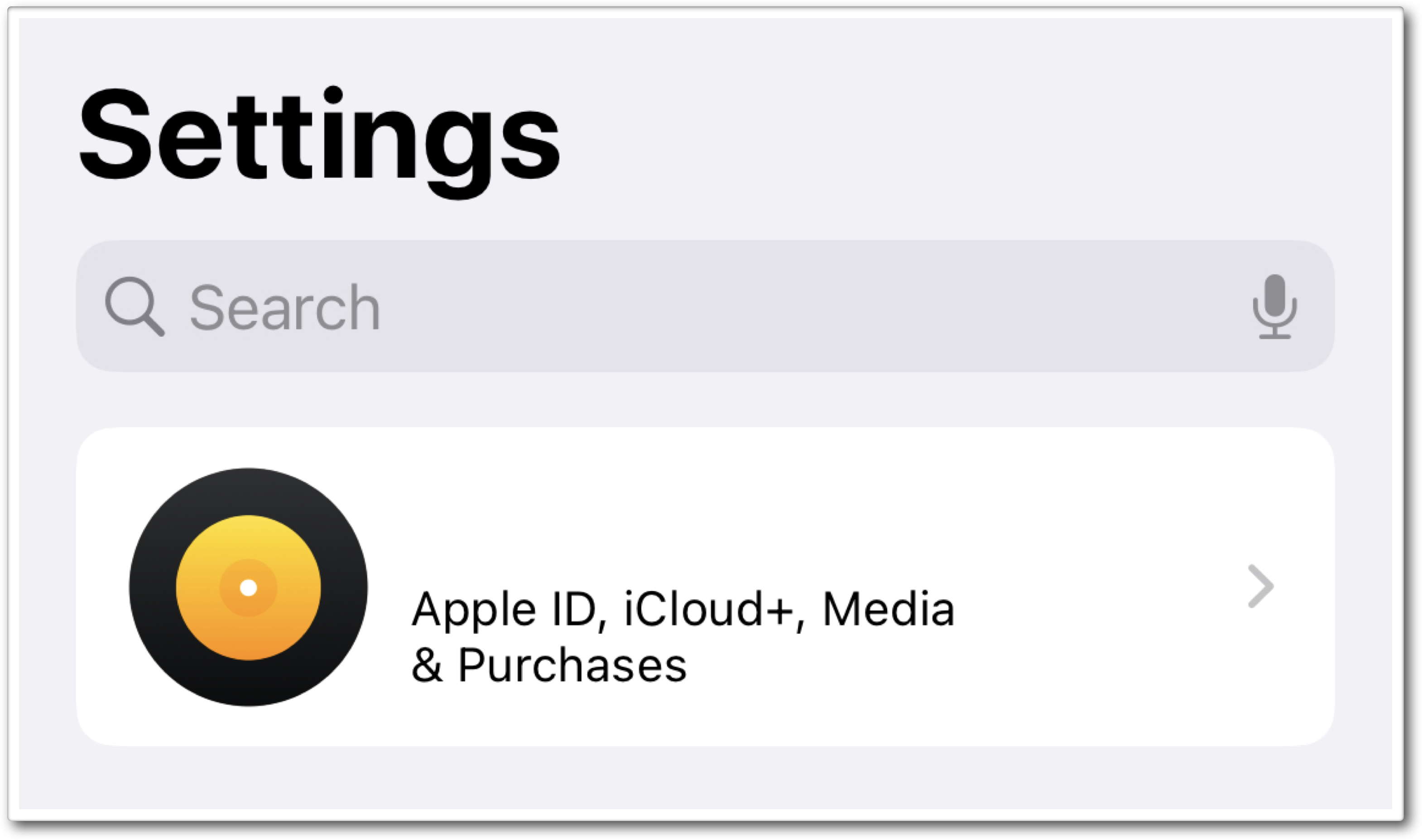 Apple ID in iOS Settings