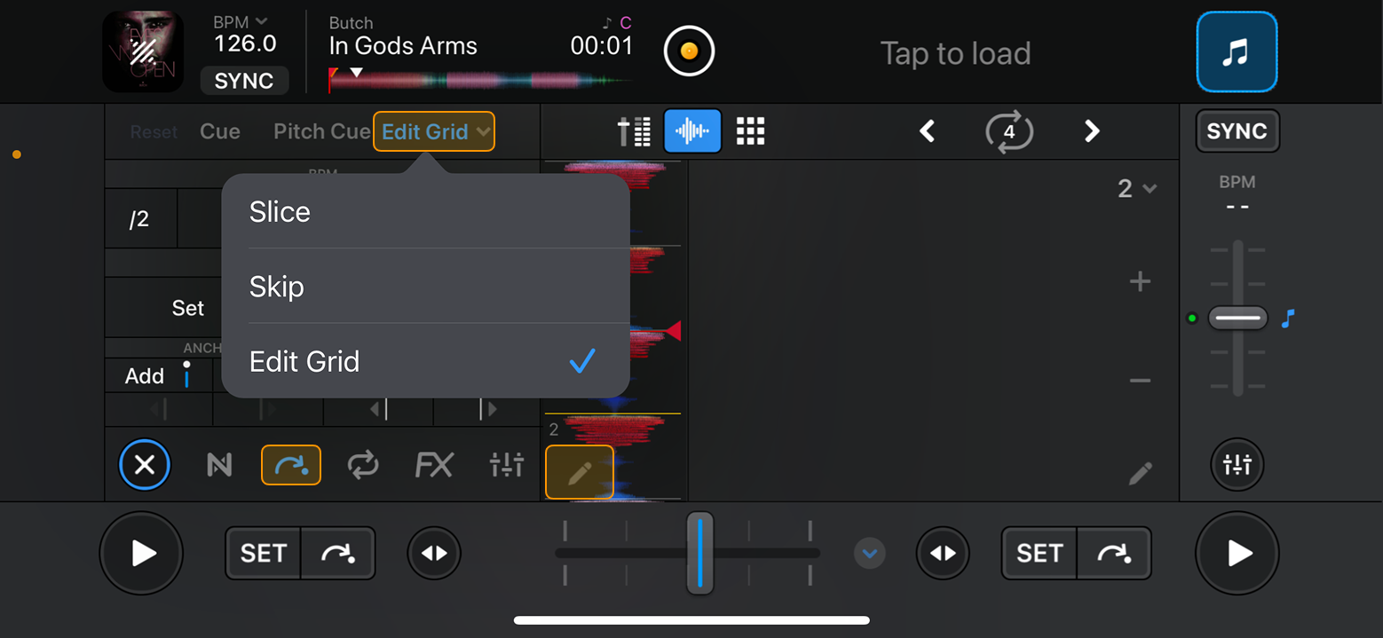 Opening the beatgrid editor