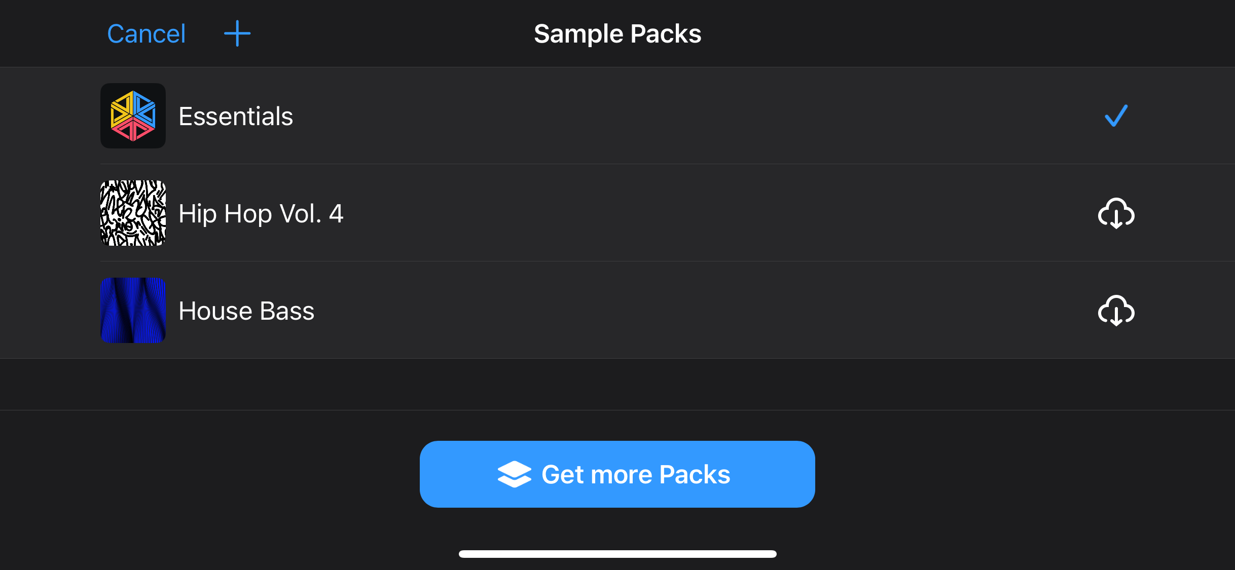 Sampler pack menu