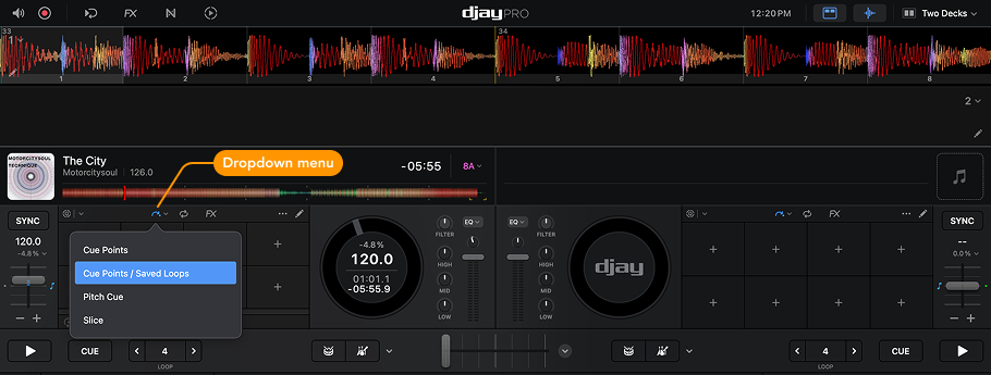 Saved loops dropdownmenu