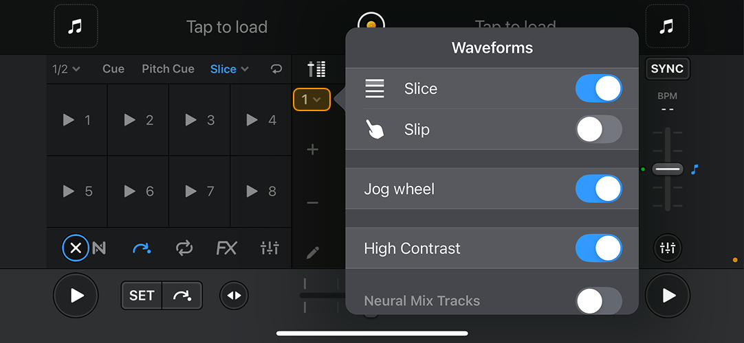 Slice waveform options