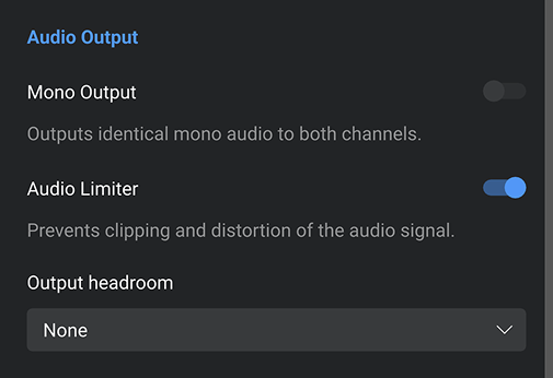 Sound settings