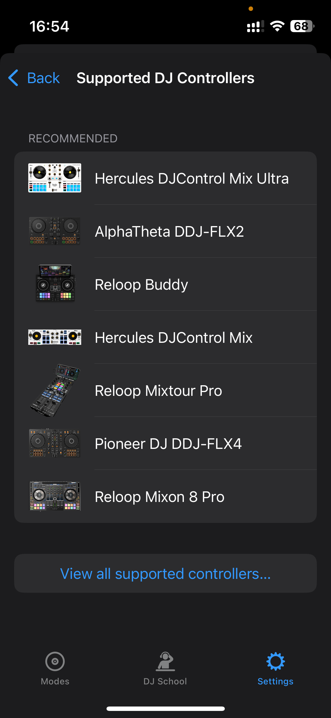 Supported DJ controllers