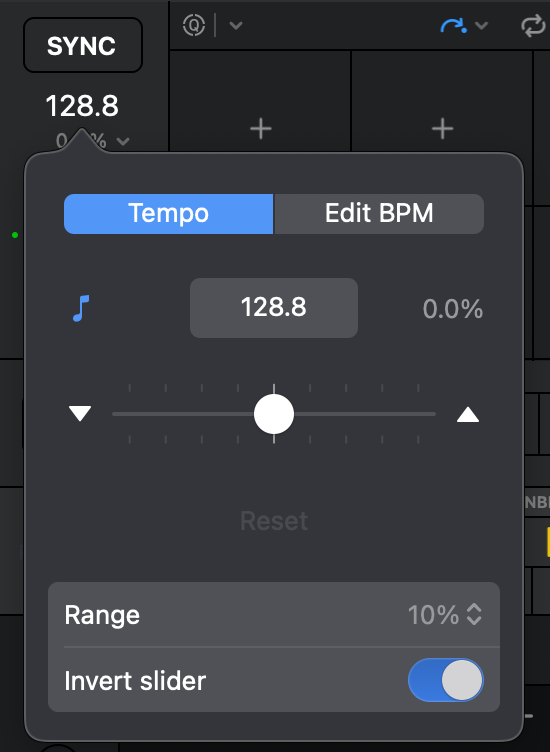 Edit Tempo menu