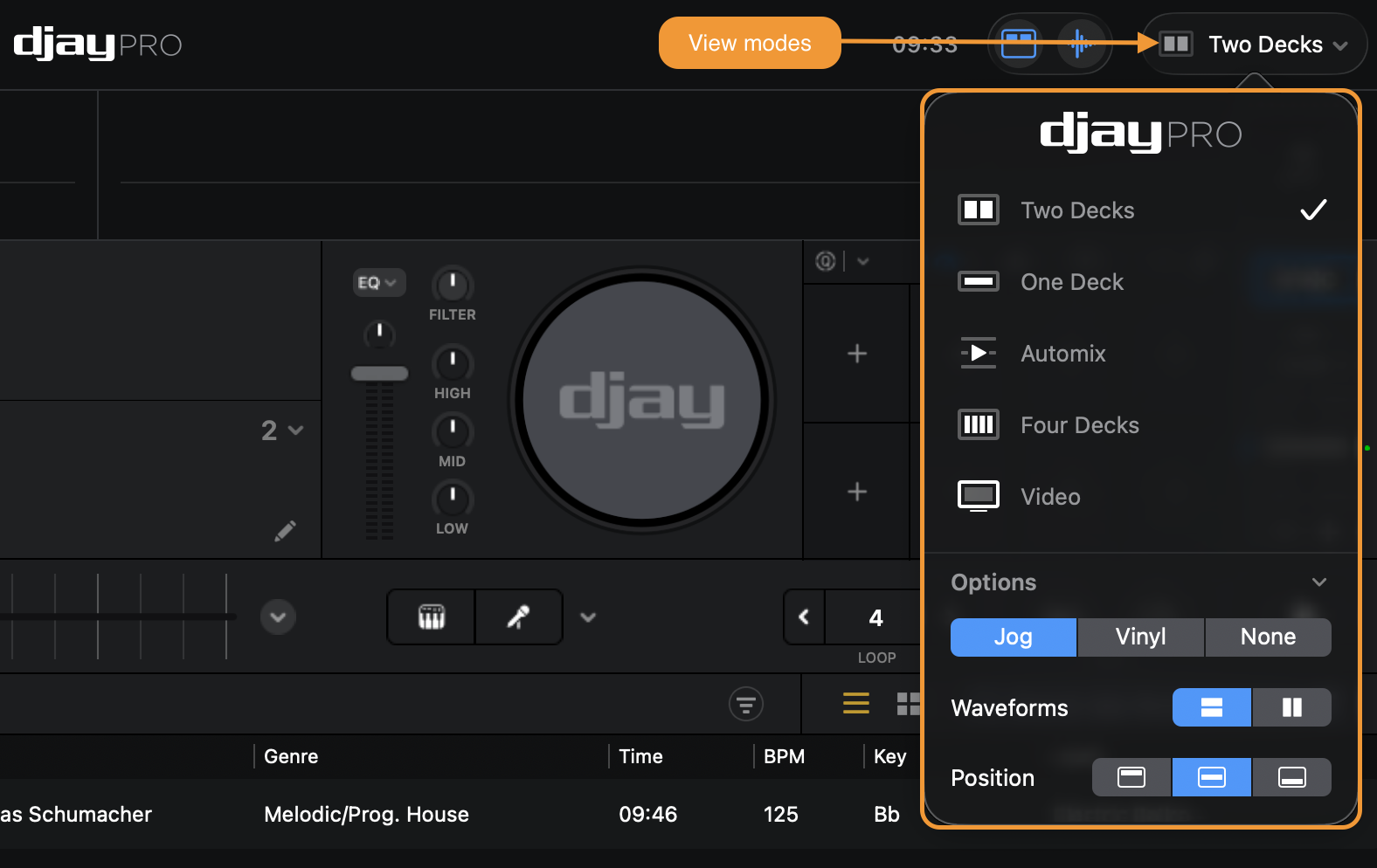 View modes and options